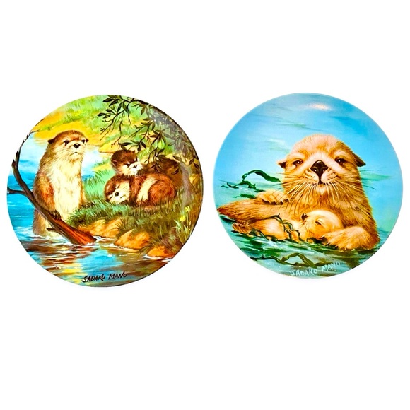 Vintage Collector Plate California Sea Otters, River Otters. Animal Wall Art - Picture 1 of 7